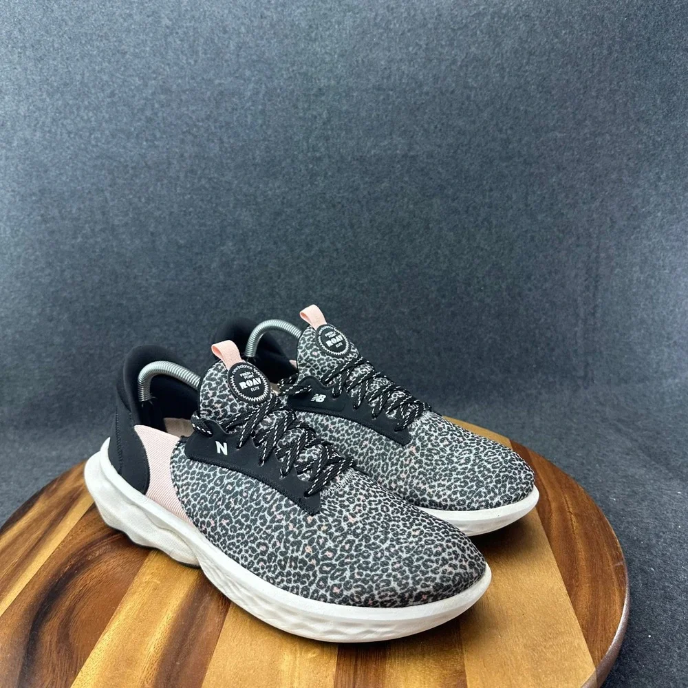 New Balance Fresh Foam Roav Elite Women's 12D Mesh Sneakers Black Pink Leopard
